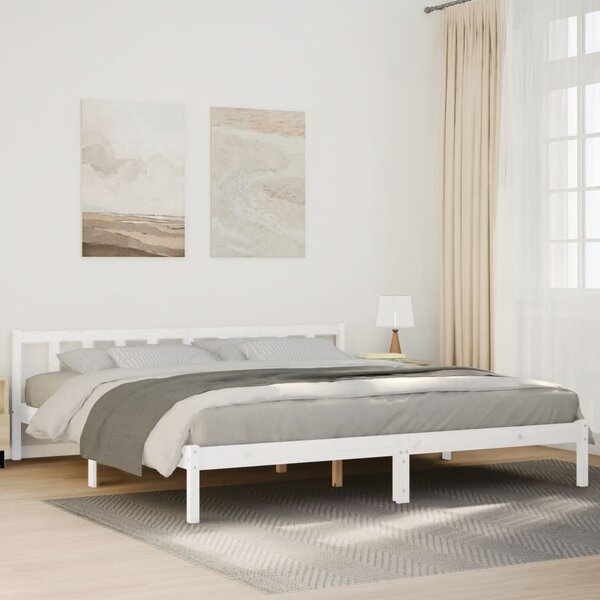 Fehér tömör fenyő extra hosszú ágykeret matrac nélkül 180x210cm
