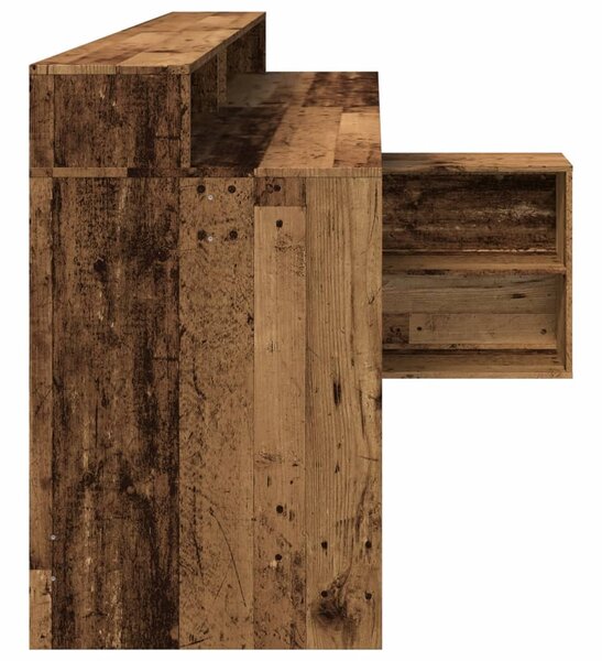 Antik fa színű szerelt fa íróasztal LED-ekkel 200 x 104 x 91 cm