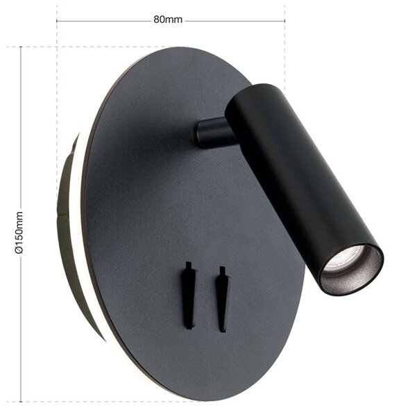 ORION LED fali lámpa Lenny két fényforrással, fekete, Fekete, Hálószoba, Alumínium, Modern