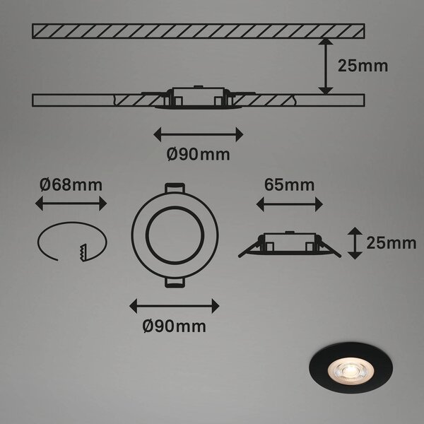 Briloner Kulana LED sülly. reflektor fekete 3 darabos IP65, Fekete, Nappali / Étkező, Műanyag, Modern