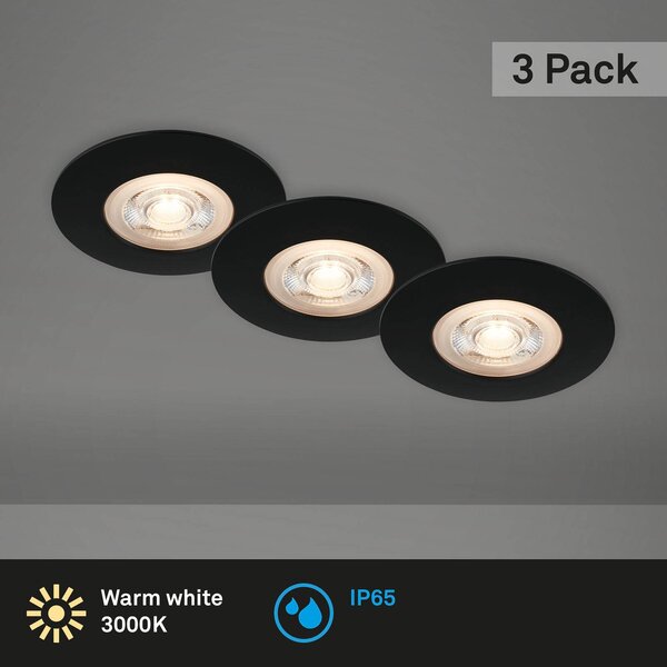 Briloner Kulana LED sülly. reflektor fekete 3 darabos IP65, Fekete, Nappali / Étkező, Műanyag, Modern