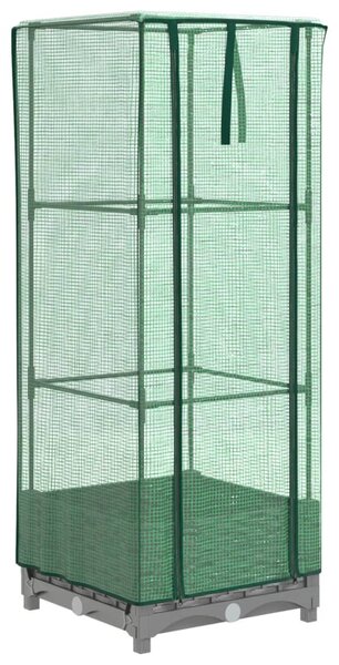 Rattan megjelenésű magaságyás melegháztakaróval 40x40x123 cm