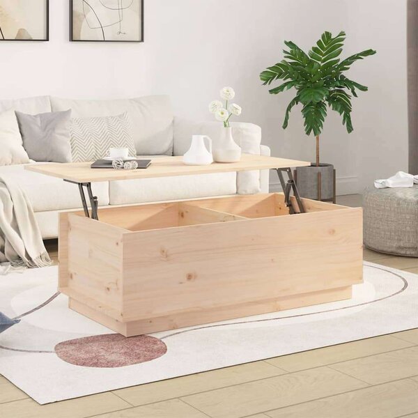 VidaXL Emelhető Dohányzóasztal - Tömör Fenyőfa - 100x50x35 cm