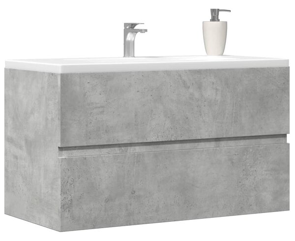 Betonszürke szerelt fa mosdószekrény 90 x 38,5 x 45 cm
