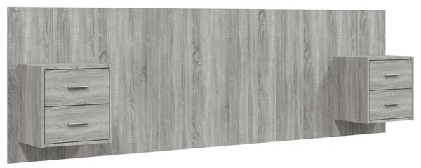 Modern Ágyfejtámla Éjjeliszekrényekkel - Sonoma Szürke - 160cm