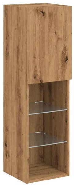 2 db kézműves tölgy TV-szekrény LED-lámpákkal 30,5x30x102 cm