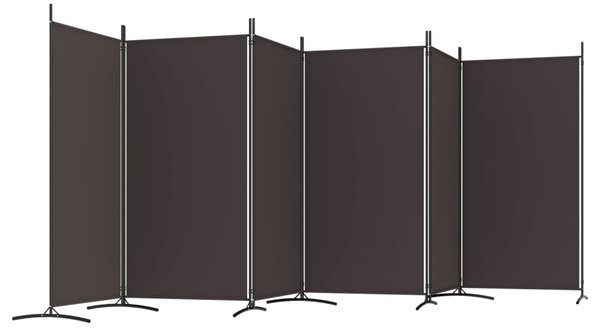 6 paneles barna szövet paraván 520x180 cm
