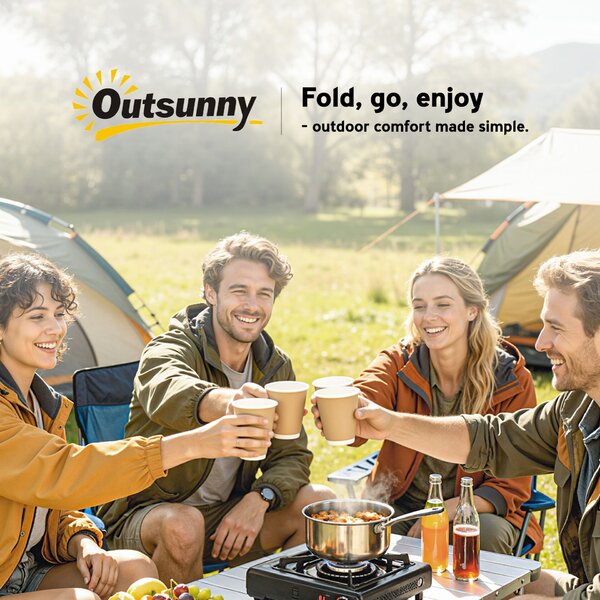 Outsunny 3 részes összecsukható piknik szett asztallal és 2 paddal, HDPE-ből és fémből, fehér és világosszürke színben