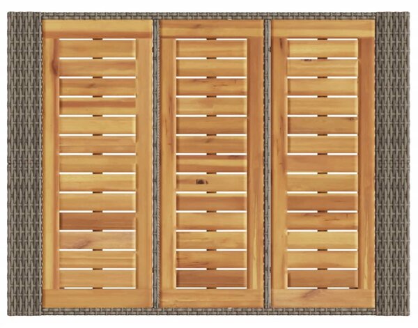 Szürke polyrattan kerti bárasztal akácfa lappal 105x80x110 cm