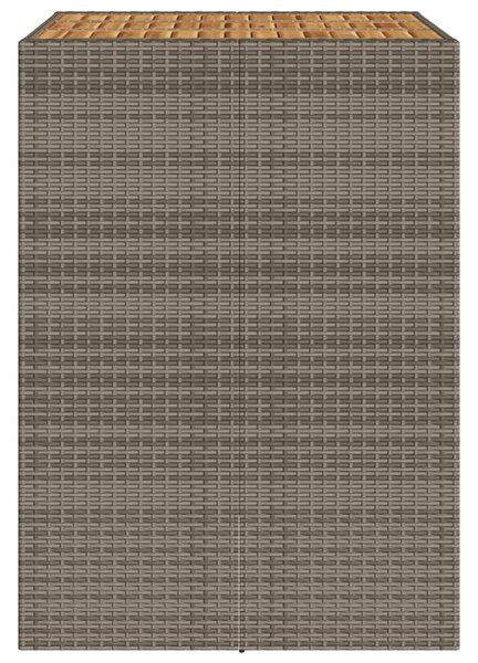 Szürke polyrattan kerti bárasztal akácfa lappal 105x80x110 cm