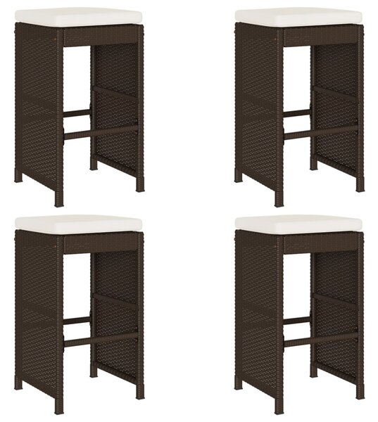 4 db barna polyrattan kerti bárszék párnával