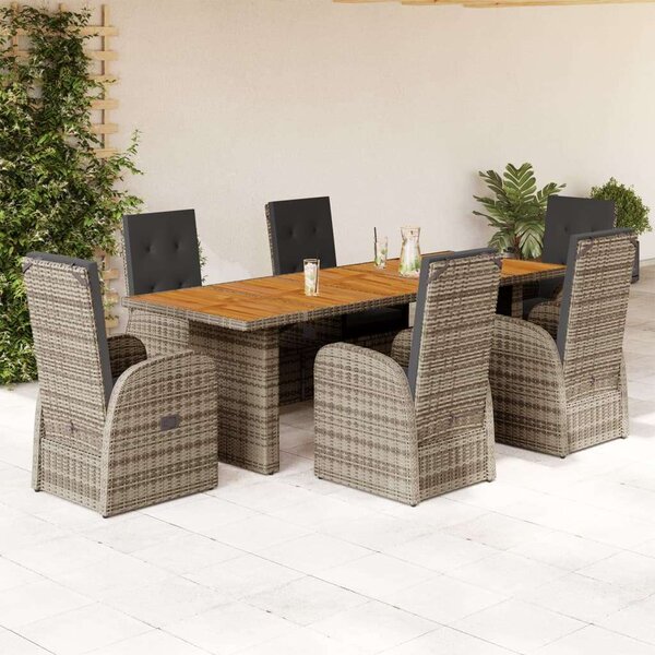 VidaXL Polyrattan Kerti Étkezőgarnitúra - 7 részes, Szürke