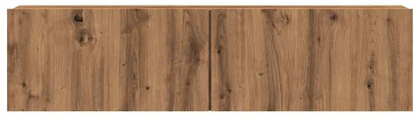 Kézműves tölgy színű szerelt fa fali TV-szekrény 120x30x30 cm