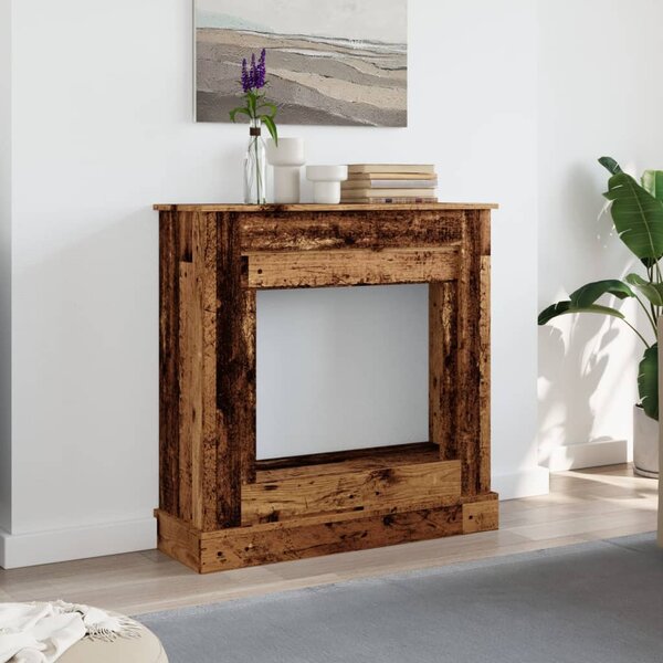 Antik fa színű szerelt fa kandallóburkolat 90 x 30 x 90 cm