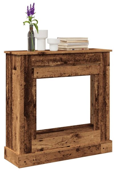 Antik fa színű szerelt fa kandallóburkolat 90 x 30 x 90 cm