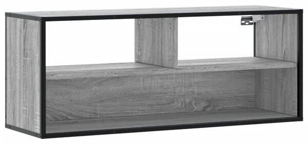 Szürke sonoma színű szerelt fa és fém TV-szekrény 100x31x39,5cm