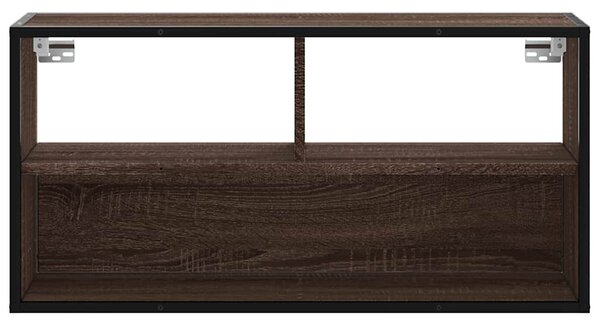 Barna tölgy színű szerelt fa és fém TV-szekrény 80x31x39,5 cm