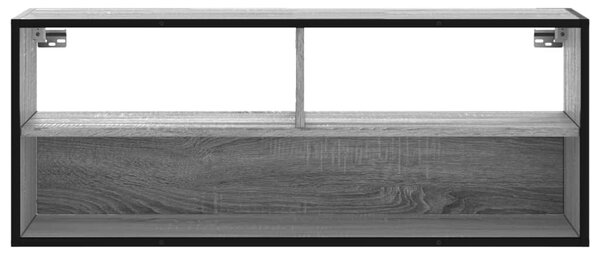 Szürke sonoma színű szerelt fa és fém TV-szekrény 100x31x39,5cm