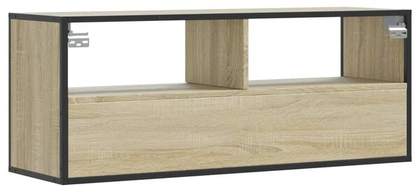 Sonoma tölgy színű szerelt fa és fém TV-szekrény 100x31x39,5 cm