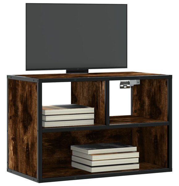 Füstös tölgy színű szerelt fa és fém TV-szekrény 60x31x39,5 cm