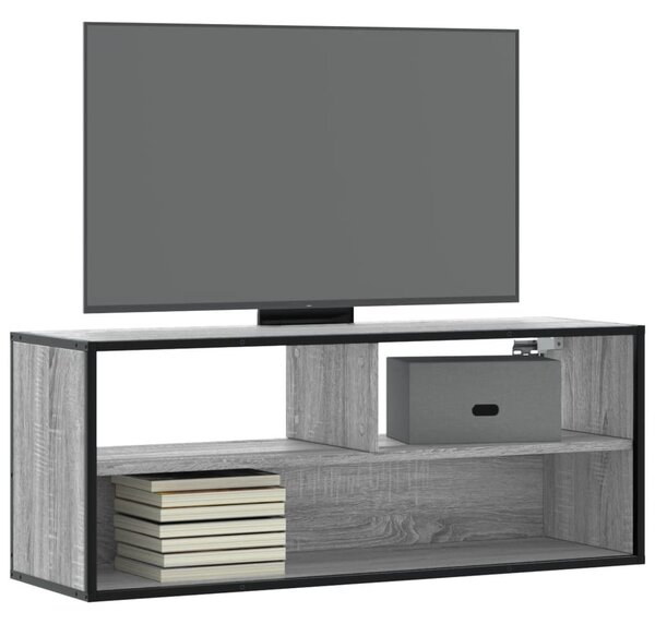 Szürke sonoma színű szerelt fa és fém TV-szekrény 100x31x39,5cm