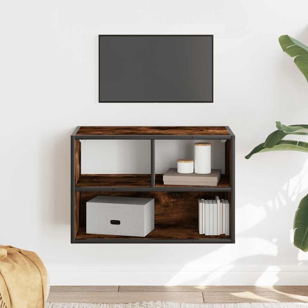 Füstös tölgy színű szerelt fa és fém TV-szekrény 60x31x39,5 cm