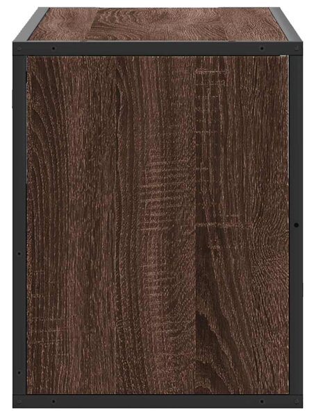 Barna tölgy színű szerelt fa és fém TV-szekrény 80x31x39,5 cm