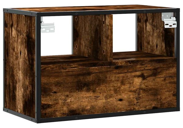 Füstös tölgy színű szerelt fa és fém TV-szekrény 60x31x39,5 cm