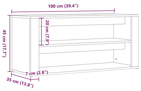 Kézműves tölgy színű szerelt fa cipőtároló pad 100 x 35 x 45 cm