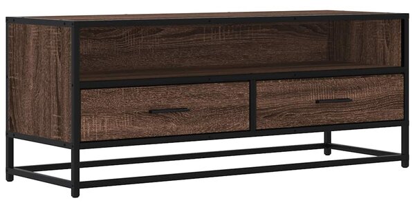 Barna tölgy színű szerelt fa és fém TV-szekrény 100x34,5x40 cm