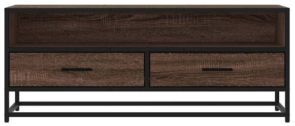 Barna tölgy színű szerelt fa és fém TV-szekrény 100x34,5x40 cm