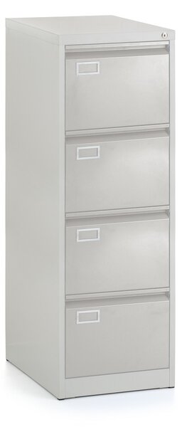 Fém iratszekrény A4 - 4 fiókos, 45,5 x 62 x 132 cm, hengeres zár, világosszürke - ral 7035