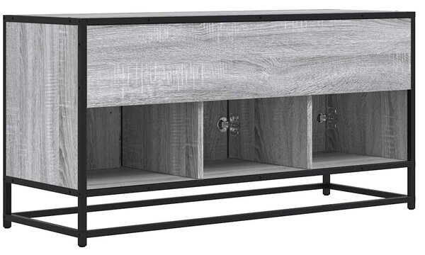 Szürke sonoma színű szerelt fa és fém TV-szekrény 100x35x50 cm
