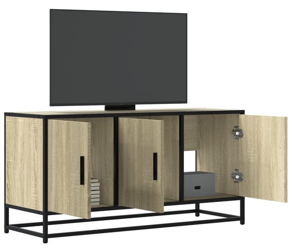 Sonoma tölgy színű szerelt fa és fém TV-szekrény 100x35x50 cm