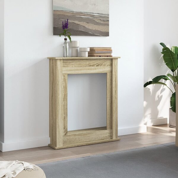 Sonoma tölgy színű szerelt fa kandallóburkolat 75 x 20 x 87,5cm