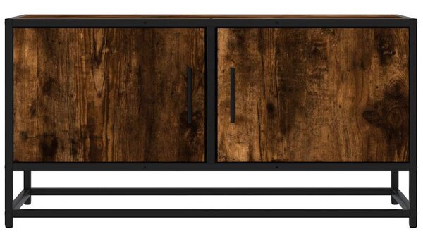 Füstös tölgy színű szerelt fa és fém TV-szekrény 80x34,5x40 cm