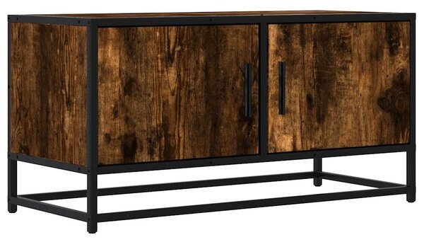 Füstös tölgy színű szerelt fa és fém TV-szekrény 80x34,5x40 cm