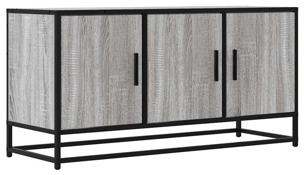 Szürke sonoma színű szerelt fa és fém TV-szekrény 100x35x50 cm