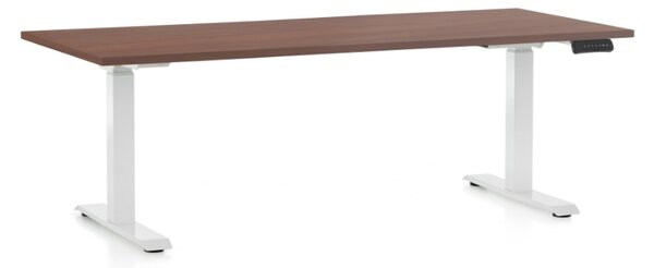 Állítható magasságú asztal OfficeTech D, 180 x 80 cm, fehér alap, dió