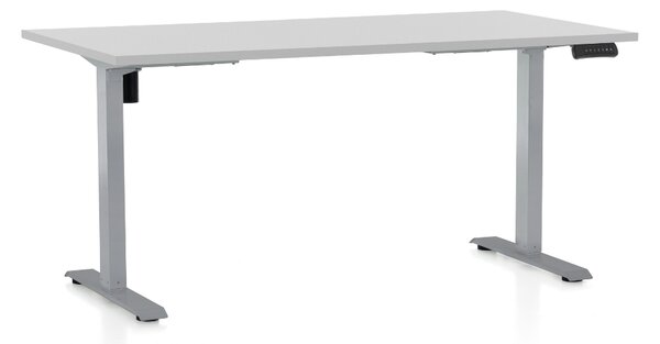 OfficeTech B állítható magasságú asztal, 160 x 80 cm, szürke talp, világosszürke