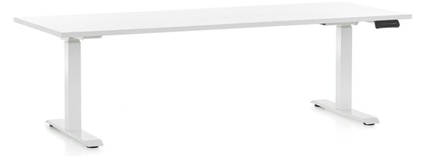 Állítható magasságú asztal OfficeTech D, 200 x 80 cm, fehér alap, fehér