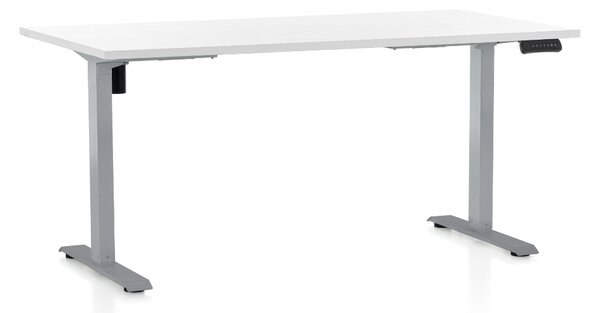 OfficeTech B állítható magasságú asztal, 160 x 80 cm, szürke alap, fehér