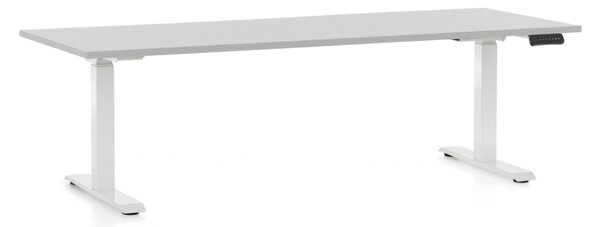 Állítható magasságú asztal OfficeTech D, 200 x 80 cm, fehér alap, világosszürke