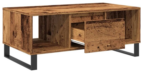 Antik fa színű szerelt fa dohányzóasztal 90 x 50 x 36,5 cm