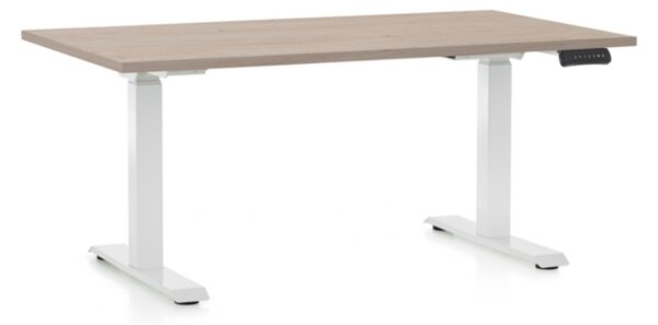 Állítható magasságú asztal OfficeTech D, 140 x 80 cm, fehér alap, tölgy