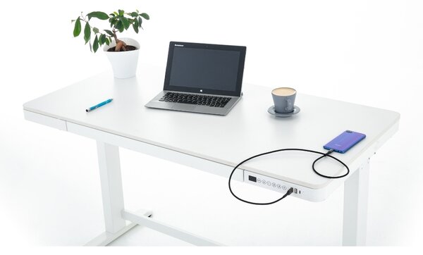 OfficeTech 2 állítható magasságú asztal, 120 x 60 cm, fehér