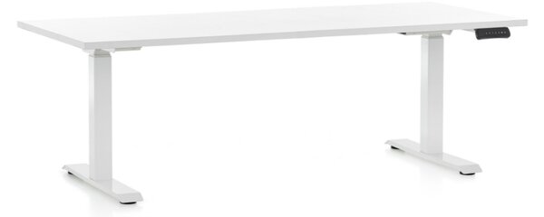 Állítható magasságú asztal OfficeTech D, 180 x 80 cm, fehér alap, fehér