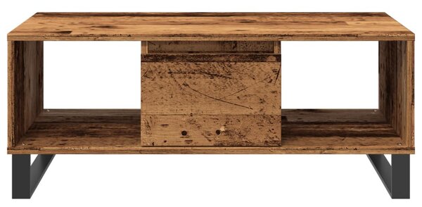 Antik fa színű szerelt fa dohányzóasztal 90 x 50 x 36,5 cm