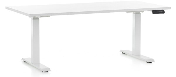 Állítható magasságú asztal OfficeTech D, 160 x 80 cm, fehér alap, fehér