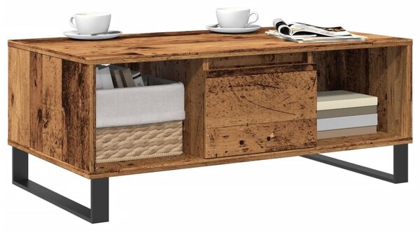 Antik fa színű szerelt fa dohányzóasztal 90 x 50 x 36,5 cm